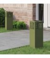 vidaXL Solar LED Pathway Light 2 pcs Olive Green Cold Rolled Steel — Size: 18 x 18 x 50 cm — V0672066286