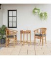 vidaXL Chair with Cushion 2 pcs Brown 63 x 58 x 89 cm Solid Teak Wood — Colour: Brown and grey