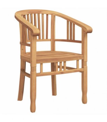 vidaXL Chair with Cushion 2 pcs Brown 63 x 58 x 89 cm Solid Teak Wood — Colour: Brown and grey