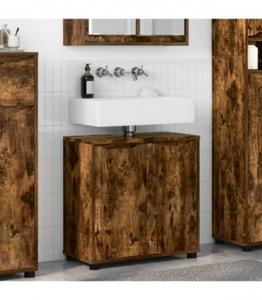 vidaXL Bathroom Basin Cabinet with Shelf Smoked Oak 60 x 30 x 60 cm