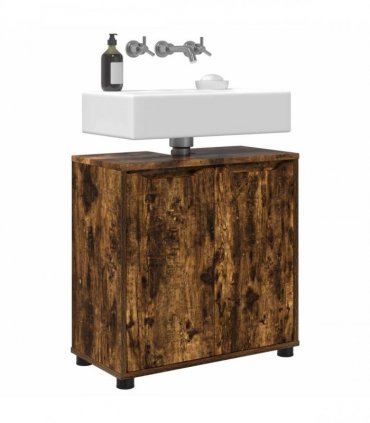 vidaXL Bathroom Basin Cabinet with Shelf Smoked Oak 60 x 30 x 60 cm