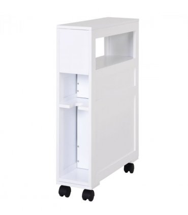 Bathroom Cabinet White MDF 71.5H x 16W x 52Dcm Slim Design 2 Drawers Open Top