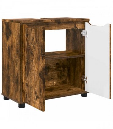 vidaXL Bathroom Basin Cabinet with Shelf Smoked Oak 60 x 30 x 60 cm