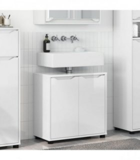 vidaXL Bathroom Basin Cabinet Manual High Gloss White 60 x 30 x 60 cm