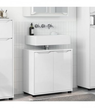 vidaXL Bathroom Basin Cabinet Manual High Gloss White 60 x 30 x 60 cm