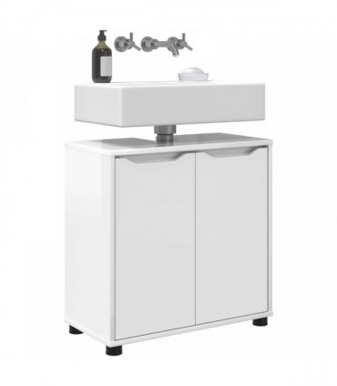 vidaXL Bathroom Basin Cabinet Manual High Gloss White 60 x 30 x 60 cm