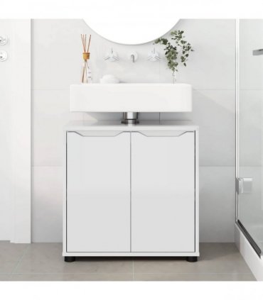 vidaXL Bathroom Basin Cabinet Manual High Gloss White 60 x 30 x 60 cm
