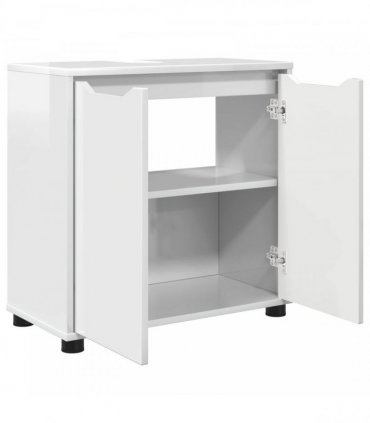 vidaXL Bathroom Basin Cabinet Manual High Gloss White 60 x 30 x 60 cm