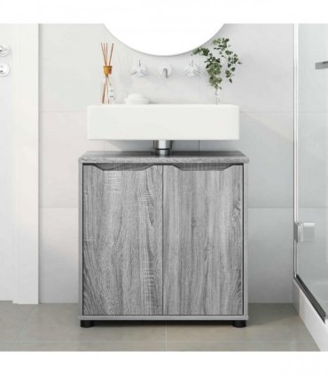vidaXL Bathroom Basin Cabinet with Shelf Grey Sonoma 60 x 30 x 60 cm
