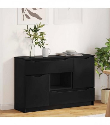 vidaXL Sideboard with Drawer Black 100 x 30 x 65.6 Engineered Wood