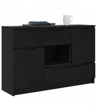 vidaXL Sideboard with Drawer Black 100 x 30 x 65.6 Engineered Wood