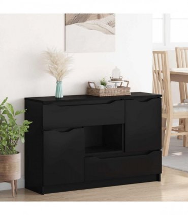 vidaXL Sideboard with Drawer Black 100 x 30 x 65.6 Engineered Wood