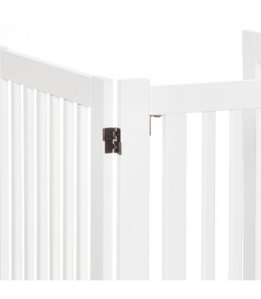 MDF Dog Gate Step over Panel Fence Expandable Folding w/Latch Support Feet White