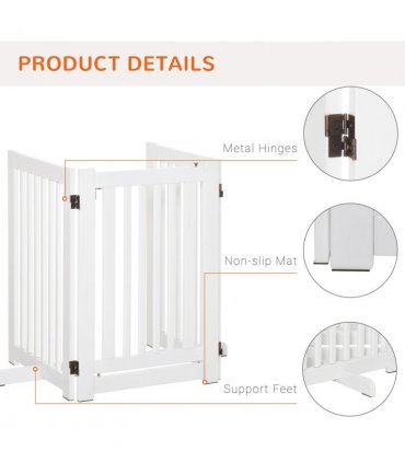 MDF Dog Gate Step over Panel Fence Expandable Folding w/Latch Support Feet White
