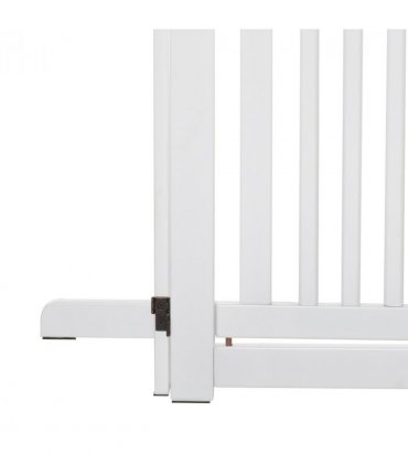 MDF Dog Gate Step over Panel Fence Expandable Folding w/Latch Support Feet White