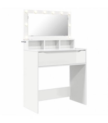 vidaXL Bedroom Dressing Tables High Gloss White 80 x 39.6 x 135 cm