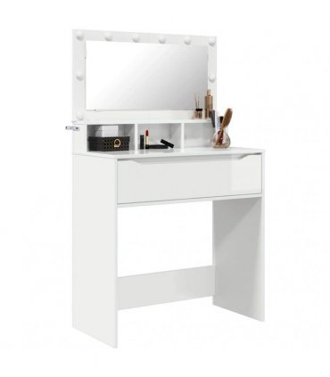 vidaXL Bedroom Dressing Tables High Gloss White 80 x 39.6 x 135 cm