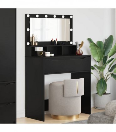 vidaXL Bedroom Dressing Tables with Drawer Black 80 x 39.6 x 135 cm