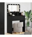 vidaXL Bedroom Dressing Tables with Drawer Black 80 x 39.6 x 135 cm