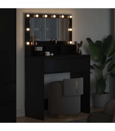 vidaXL Bedroom Dressing Tables with Drawer Black 80 x 39.6 x 135 cm