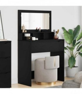 vidaXL Bedroom Dressing Tables with Drawer Black 80 x 39.6 x 135 cm — V0672066637