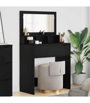 vidaXL Bedroom Dressing Tables with Drawer Black 80 x 39.6 x 135 cm — V0672066637