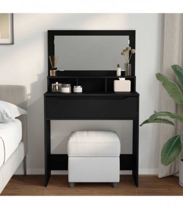 vidaXL Bedroom Dressing Tables with Drawer Black 80 x 39.6 x 135 cm — V0672066637