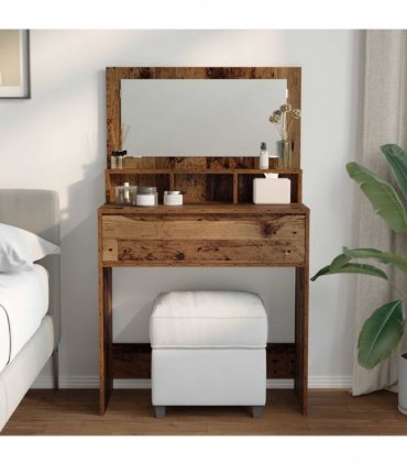 vidaXL Bedroom Dressing Tables with Drawer Old Wood 80 x 39.6 x 135 cm — V0672066638