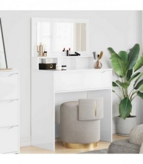 vidaXL Bedroom Dressing Tables High Gloss White 80 x 39.6 x 135 cm — V0672066645