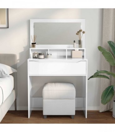 vidaXL Bedroom Dressing Tables High Gloss White 80 x 39.6 x 135 cm — V0672066645