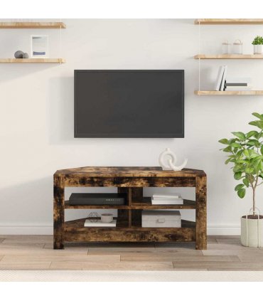 vidaXL Corner TV Cabinet Smoked Oak 102 x 40.5 x 45 cm Engineered Wood