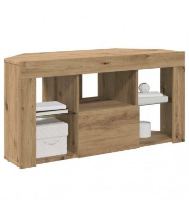 vidaXL Corner LED TV Cabinet Wall-mounted Artisan Oak 100 x 40 x 50 cm