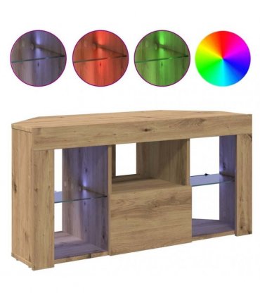 vidaXL Corner LED TV Cabinet Wall-mounted Artisan Oak 100 x 40 x 50 cm