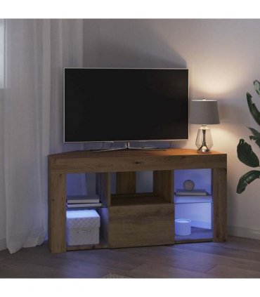 vidaXL Corner LED TV Cabinet Wall-mounted Artisan Oak 100 x 40 x 50 cm