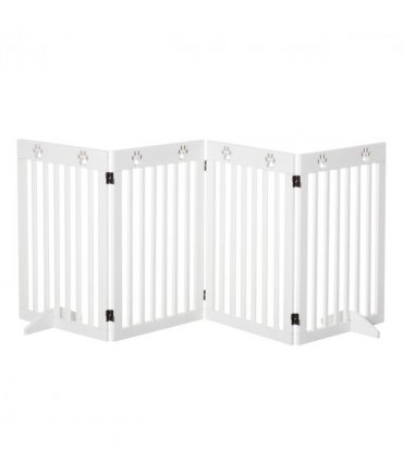 Pet Gate Foldable Freestanding Dog Safety Barrier w/ Support Feet White