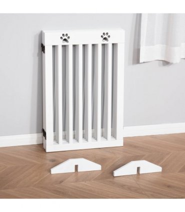 Pet Gate Foldable Freestanding Dog Safety Barrier w/ Support Feet White