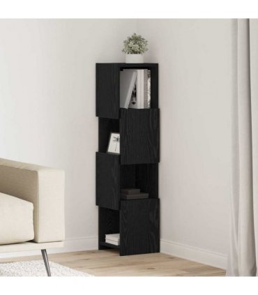 vidaXL Corner Cabinet Black Oak 25.5x25x102cm Engineered Wood — Size: 25x25.5x102cm