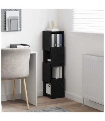 vidaXL Corner Cabinet Black Oak 25.5x25x102cm Engineered Wood — Size: 25x25.5x102cm