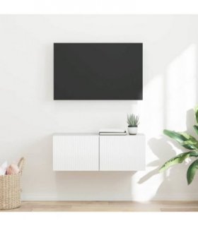 vidaXL TV Wall Cabinet Gloss White 78.5 x 31 x 29.5 cm Engineered Wood — Colour: High gloss white