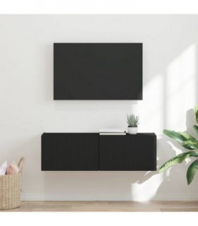 vidaXL TV Wall Cabinet Black 98 x 31 x 29.5 cm Engineered Wood