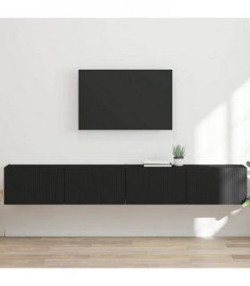 vidaXL TV Wall Cabinet 2 pcs Black 98 x 31 x 29.5 cm Engineered Wood