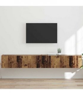 vidaXL TV Wall Cabinet Wall-mounted 2 pcs Old Wood 98 x 31 x 29.5 cm