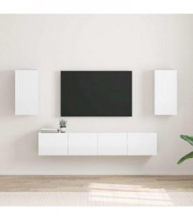 vidaXL TV Wall Cabinet Wall-mounted 2 pcs Gloss White 30 x 31 x 60 cm — Colour: High gloss white