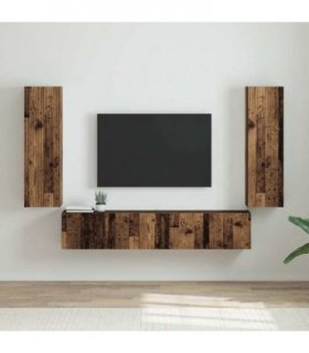vidaXL TV Wall Cabinet 2 pcs Old Wood 30 x 31 x 100 cm Engineered Wood