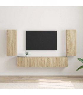 vidaXL TV Wall Cabinet 2 pcs Sonoma 30 x 31 x 80 cm Engineered Wood — Colour: Sonoma oak