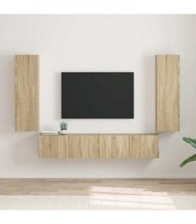 vidaXL TV Wall Cabinet 2 pcs Sonoma 30 x 31 x 100 cm Engineered Wood — Colour: Sonoma oak