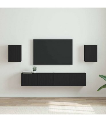 vidaXL TV Wall Cabinet 2 pcs Black 30 x 31 x 40 cm Engineered Wood