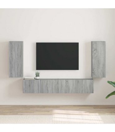 vidaXL TV Wall Cabinet Wall-mounted 2 pcs Grey Sonoma 30 x 31 x 80 cm