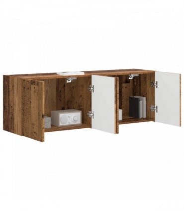 vidaXL TV Wall Cabinet Wall-mounted 2 pcs Old Wood 59.5 x 31 x 40 cm