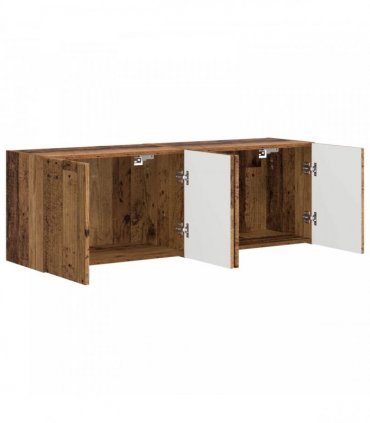vidaXL TV Wall Cabinet Wall-mounted 2 pcs Old Wood 59.5 x 31 x 40 cm
